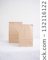 Takeout paper bag (copy space, white background) 132116122