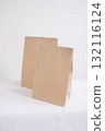 Takeout paper bag (white background, copy space) 132116124