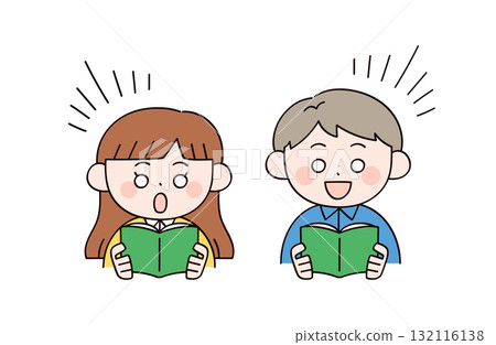 兩個男人和女人讀書的插圖 兩個男人和女人讀書的插圖 132116138
