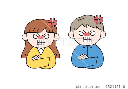 兩個憤怒的男人和女人的插圖 兩個憤怒的男人和女人的插圖 132116140