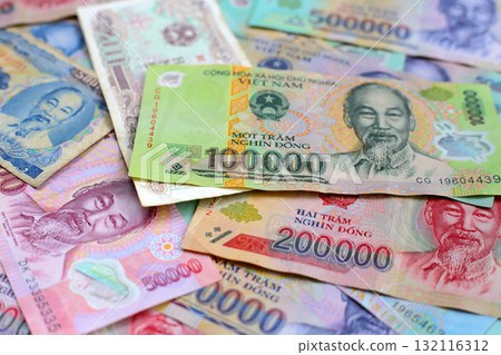 Vietnamese dong banknotes. Money concept 132116312