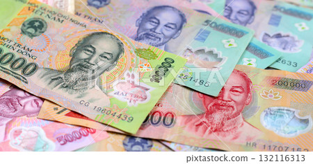 Vietnamese dong banknotes. Money concept 132116313