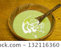 Warm potage soup made with edamame, a winter dish 132116360