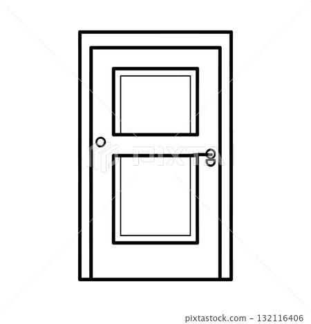 Door Silhouette Black Vector Illustration Isolated on White 132116406