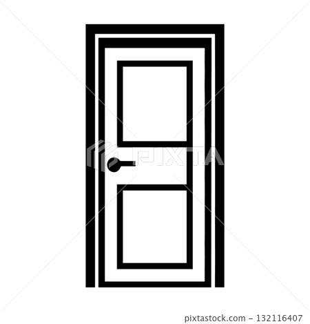 Door Silhouette Black Vector Illustration Isolated on White 132116407