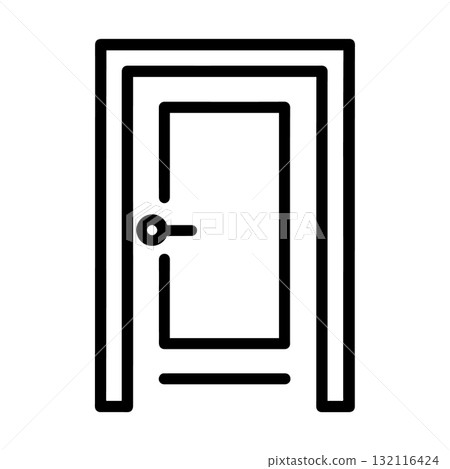 Door Silhouette Black Vector Illustration Isolated on White Door Silhouette Black Vector Illustration Isolated on White 132116424