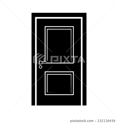 Door Silhouette Black Vector Illustration Isolated on White Door Silhouette Black Vector Illustration Isolated on White 132116439