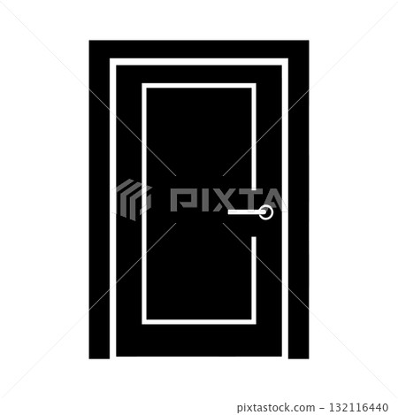 Door Silhouette Black Vector Illustration Isolated on White Door Silhouette Black Vector Illustration Isolated on White 132116440