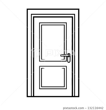 Door Silhouette Black Vector Illustration Isolated on White Door Silhouette Black Vector Illustration Isolated on White 132116442