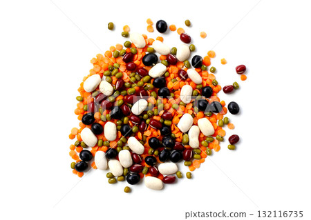 Colorful mixed beans and lentils, packed with plant-based protein and fiber Colorful mixed beans and lentils, packed with plant-based protein and fiber 132116735