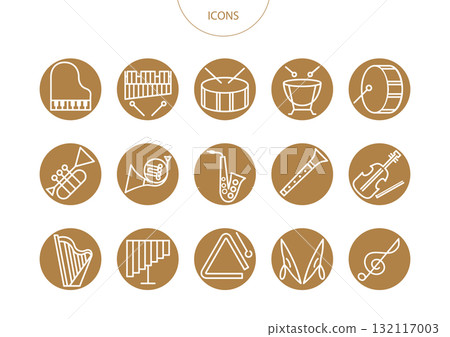 Musical instrument orchestra icon pictogram vector illustration set 132117003