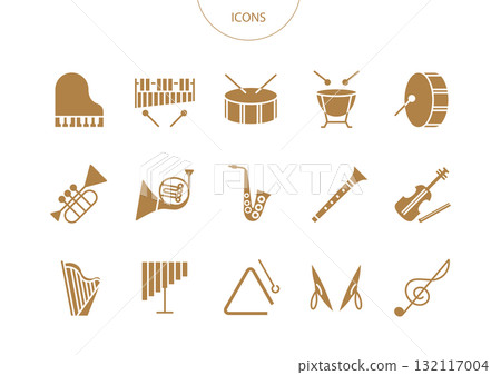 Musical instrument orchestra icon pictogram vector illustration set 132117004