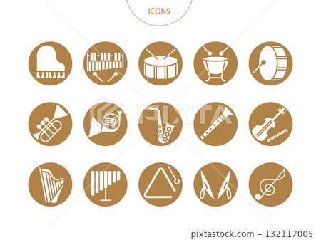 Musical instrument orchestra icon pictogram vector illustration set 132117005