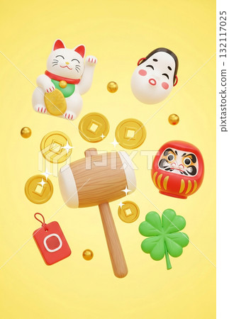 [For postcards] Japanese-style design to increase your fortune 132117025