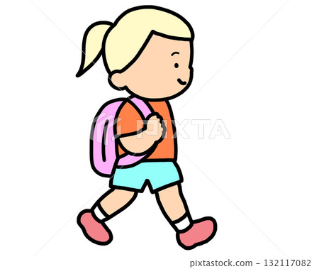 金髮女孩步行去學校 金髮女孩步行去學校 132117082