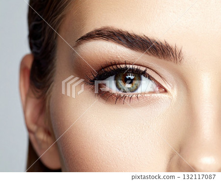一位化了高光眼妝的女性的特寫 132117087