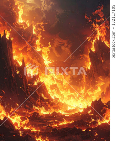 A world burned by the flames of the apocalypse and a scorching hellscape 132117105