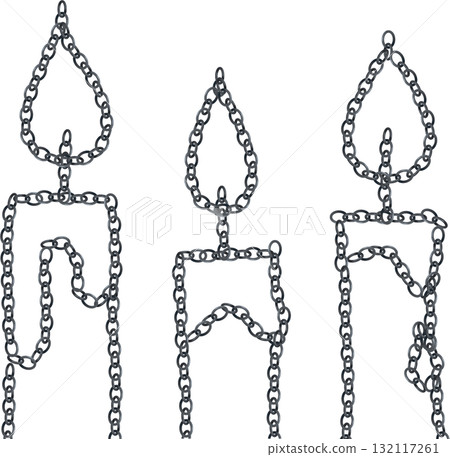 Illustration material of a candle drawn with a silver chain Illustration material of a candle drawn with a silver chain 132117261