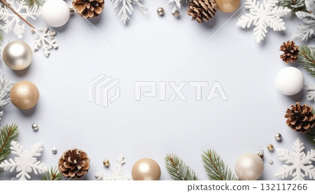 冬季圖案裝飾的自然框架背景 冬季圖案裝飾的自然框架背景 132117266