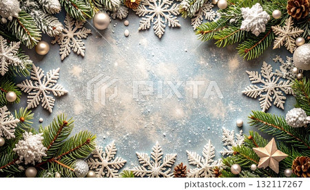 冬季圖案裝飾的自然框架背景 冬季圖案裝飾的自然框架背景 132117267