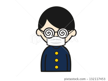 A serious student wearing a mask A serious student wearing a mask 132117453