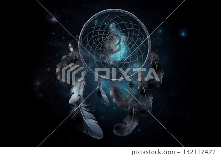 Dream catcher abstract background. Generative AI 132117472