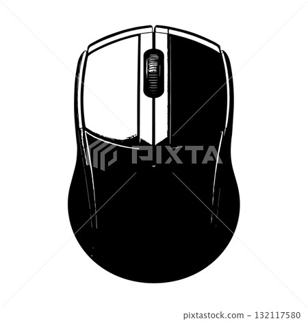 Office Gadget Wireless Mouse Black Vector Symbol Isolated on White 132117580