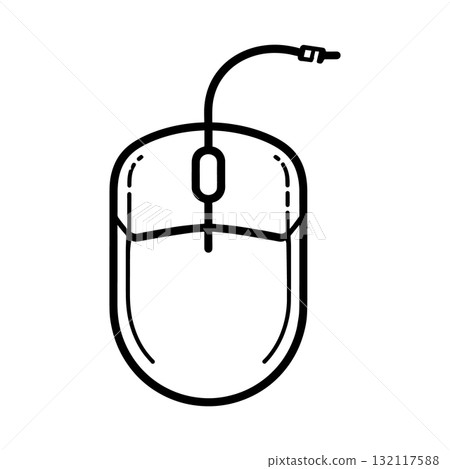Office Gadget Wireless Mouse Black Vector Symbol Isolated on White 132117588