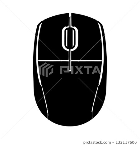 Office Gadget Wireless Mouse Black Vector Symbol Isolated on White 132117600