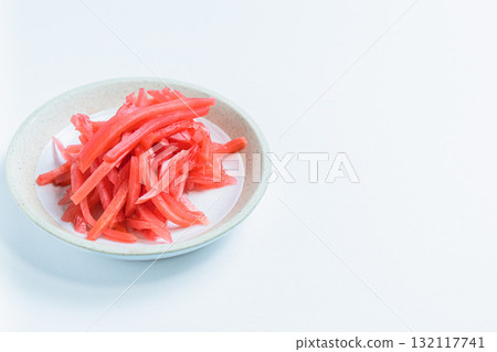 Pickled ginger on a white plate 132117741