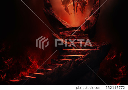 Stairs to hell visualization. Generative AI Stairs to hell visualization. Generative AI 132117772