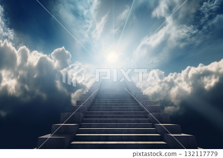 Stairs to heaven visualization. Generative AI 132117779