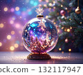 [Christmas Material] Sparkling bokeh and Christmas tree decorations 132117947