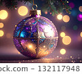 [Christmas Material] Sparkling bokeh and Christmas tree decorations 132117948