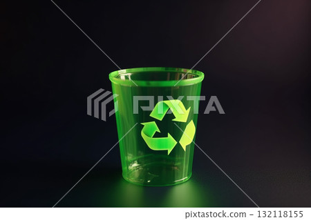 Recycling sign on plastic bin Generative AI 132118155