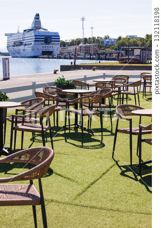 Open-air cafe in Helsinki harbor, Finland, Europe Open-air cafe in Helsinki harbor, Finland, Europe 132118198