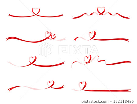 Heart-shaped ribbon and decoration material set Heart-shaped ribbon and decoration material set 132118486