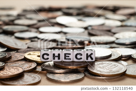 Lots of coins and CHECK alphabet beads 132118540