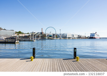 View of the port of Helsinki in Finland, Europe 132118837