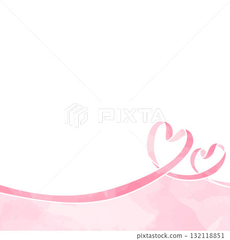 心形絲帶裝飾框，水彩風格，方形 132118851