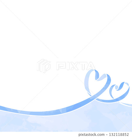 心形絲帶裝飾框，水彩風格，方形 132118852