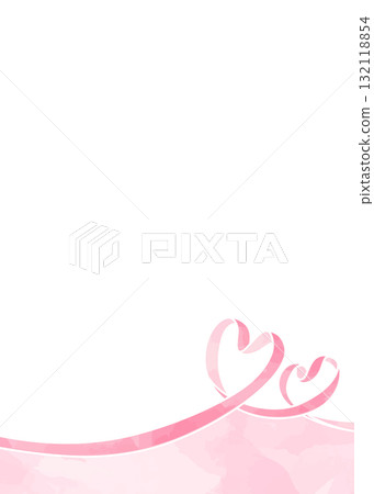 心形絲帶裝飾框,水彩風格,縱向 心形絲帶裝飾框,水彩風格,縱向 132118854