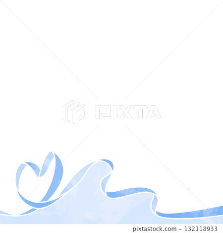 心形絲帶裝飾框，水彩風格，方形 132118933