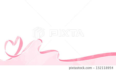 心形絲帶裝飾框，水彩風格顏色 132118954