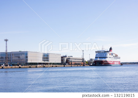View of the port of Helsinki in Finland, Europe View of the port of Helsinki in Finland, Europe 132119015