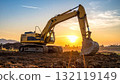 An excavator working on a new construction site 132119149