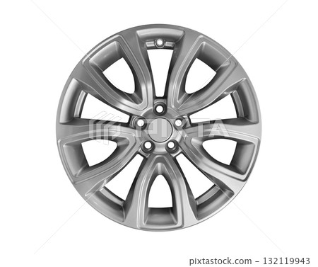 Car alloy wheel isolated on white background. New alloy wheel for a car on a white background. Alloy rim isolated. Car wheel disc. Car alloy wheel isolated on white background. New alloy wheel for a car on a white background. Alloy rim isolated. Car wheel disc. 132119943