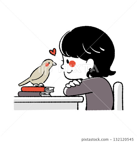 寵物長尾小鸚鵡和主人 132120545