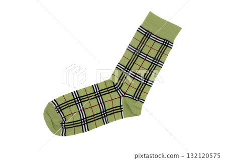 Sock with different lines isolated on white background. Colorful sock on white Sock with different lines isolated on white background. Colorful sock on white 132120575