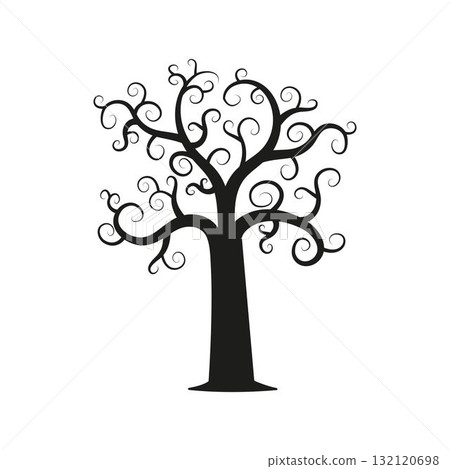 Spooky bare halloween tree silhouette. 132120698